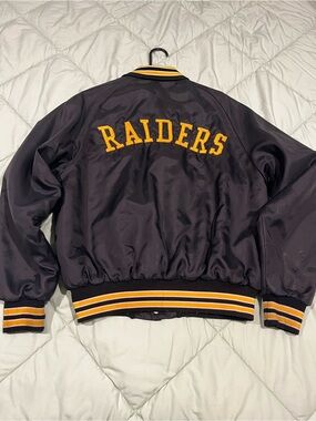 Vintage 1980s Raiders satin bomber jacket, Med